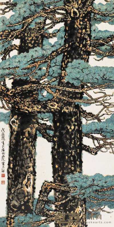 黄志坚 戊辰（1988）年作 高高松 镜心 133×67.5cm